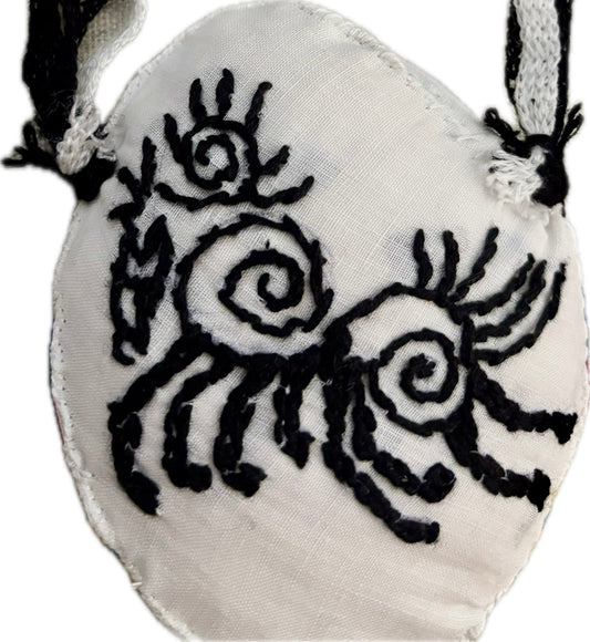 Custom Embroidered Decorative Hanging Art for Doors, Gallery Walls Featuring Sleipnir Norse Mythology In Black and White